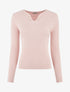Pull côtelé ajusté à col bijoux - Rose - 5