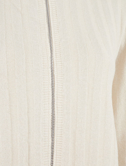 Gilet irisé coupe droite à zip - Crème - 3