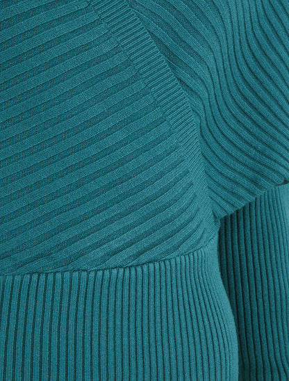 Pull cache-coeur et nœud au dos - Bleu canard - 3
