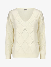 Pull uni à bords côtelés - Crème - 4