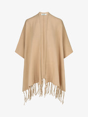 Poncho uni et franges - Camel - 1