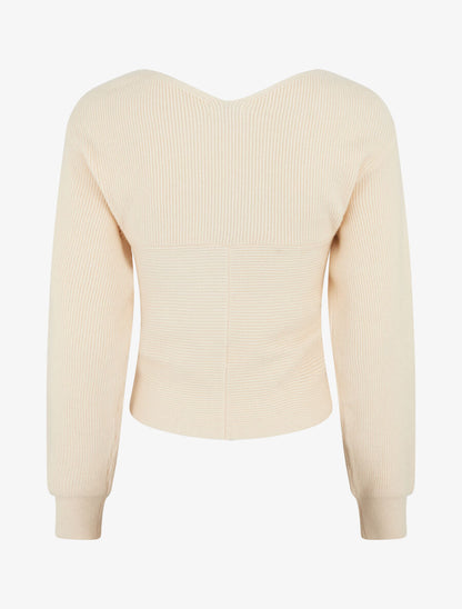 Pull cache-coeur et bas asymétrique - Beige - 2