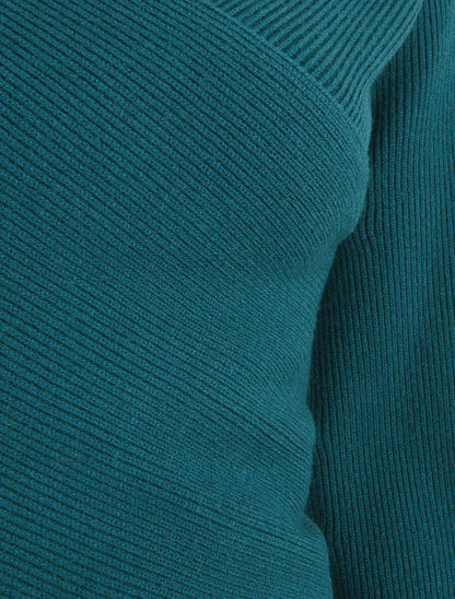 Pull cache-coeur et bas asymétrique - Bleu canard - 3