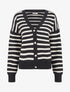 Cardigan rayé à boutons strassés - Noir - 4