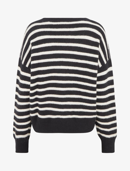 Cardigan rayé à boutons strassés - Noir - 2