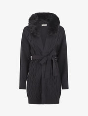 Gilet ample à col en fourrure - Noir - 5