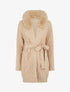 Gilet ample à col en fourrure - Beige - 1