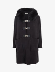 Gilet long uni à boutons à bascule - Noir - 1