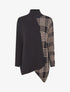Pull ample motif carreaux et bord asymétriques - Noir - 1