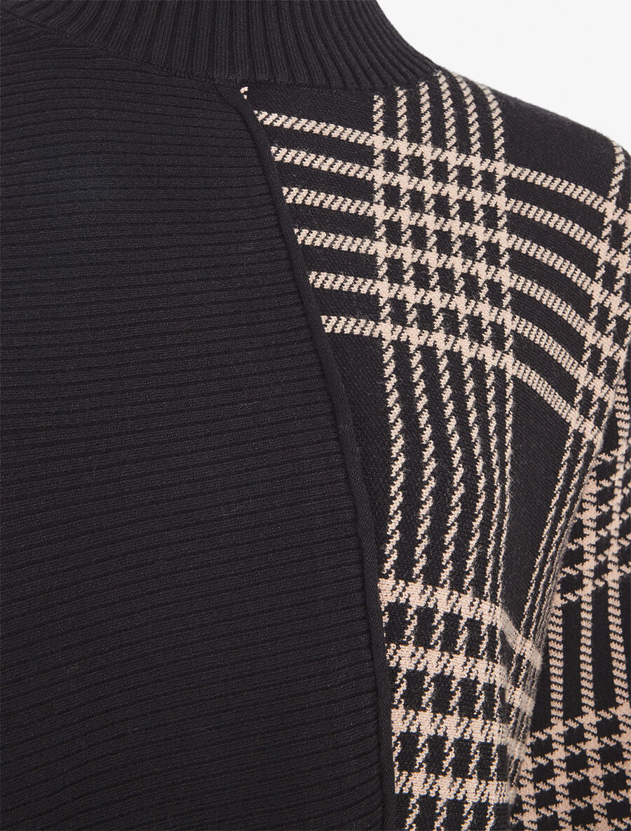 Pull ample motif carreaux et bord asymétriques - Noir - 3