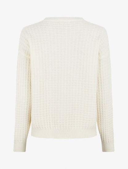 Pull uni à bords côtelés - Crème - 2