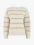 Pull droit col rond à rayures - Beige - 1