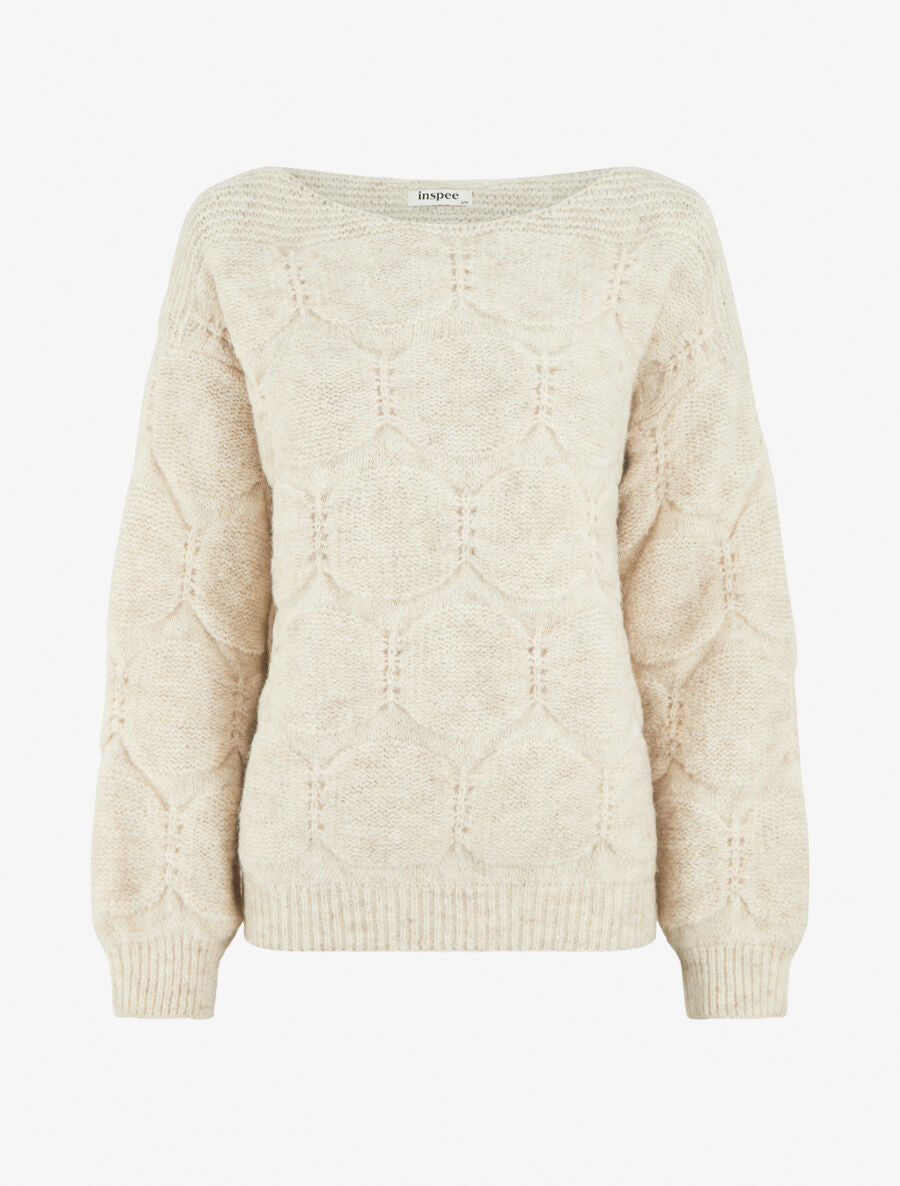 Pull droit en maille graphique - Beige - 5