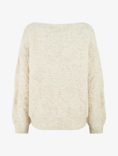 Pull droit en maille graphique - Beige - 2