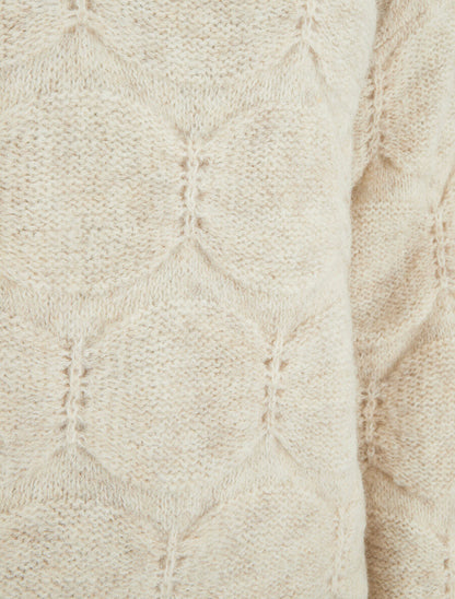 Pull droit en maille graphique - Beige - 3