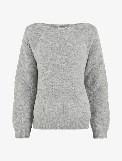 Pull droit en maille graphique - Gris - 5