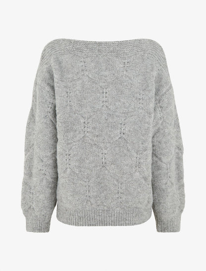 Pull droit en maille graphique - Gris - 2
