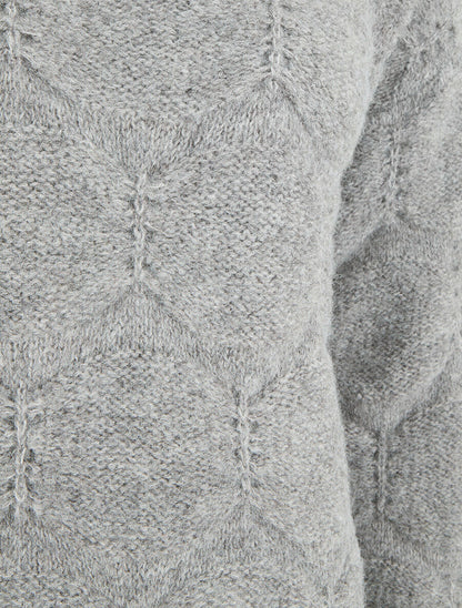 Pull droit en maille graphique - Gris - 3