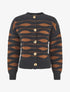 Gilet en maille motif zigzag - Noir/marron - 1