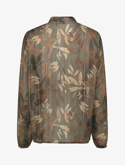 Blouse en voile imprimé feuillage - Taupe - 2