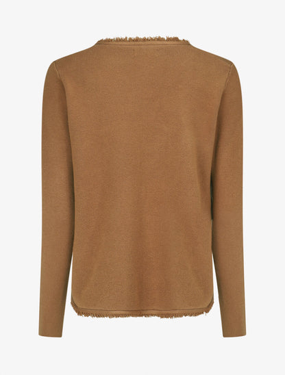 Gilet uni à bords effilochés - Camel - 2