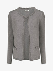 Gilet uni à bords effilochés - Gris - 1