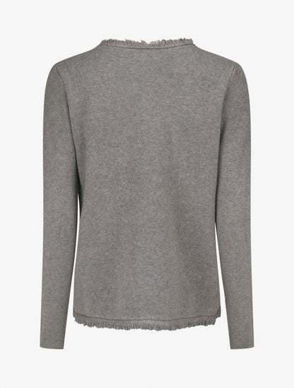 Gilet uni à bords effilochés - Gris - 2