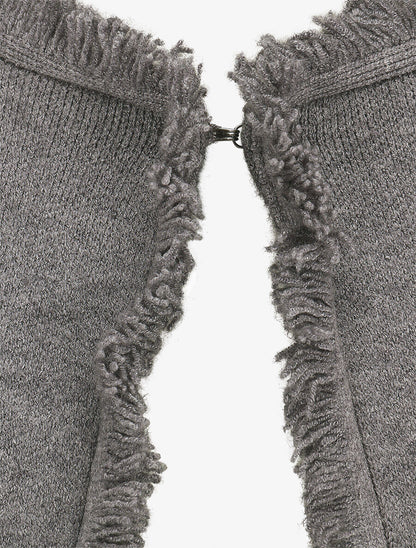 Gilet uni à bords effilochés - Gris - 3