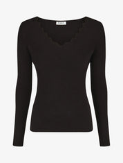 Pull col V à détail stylisé - Noir - 1