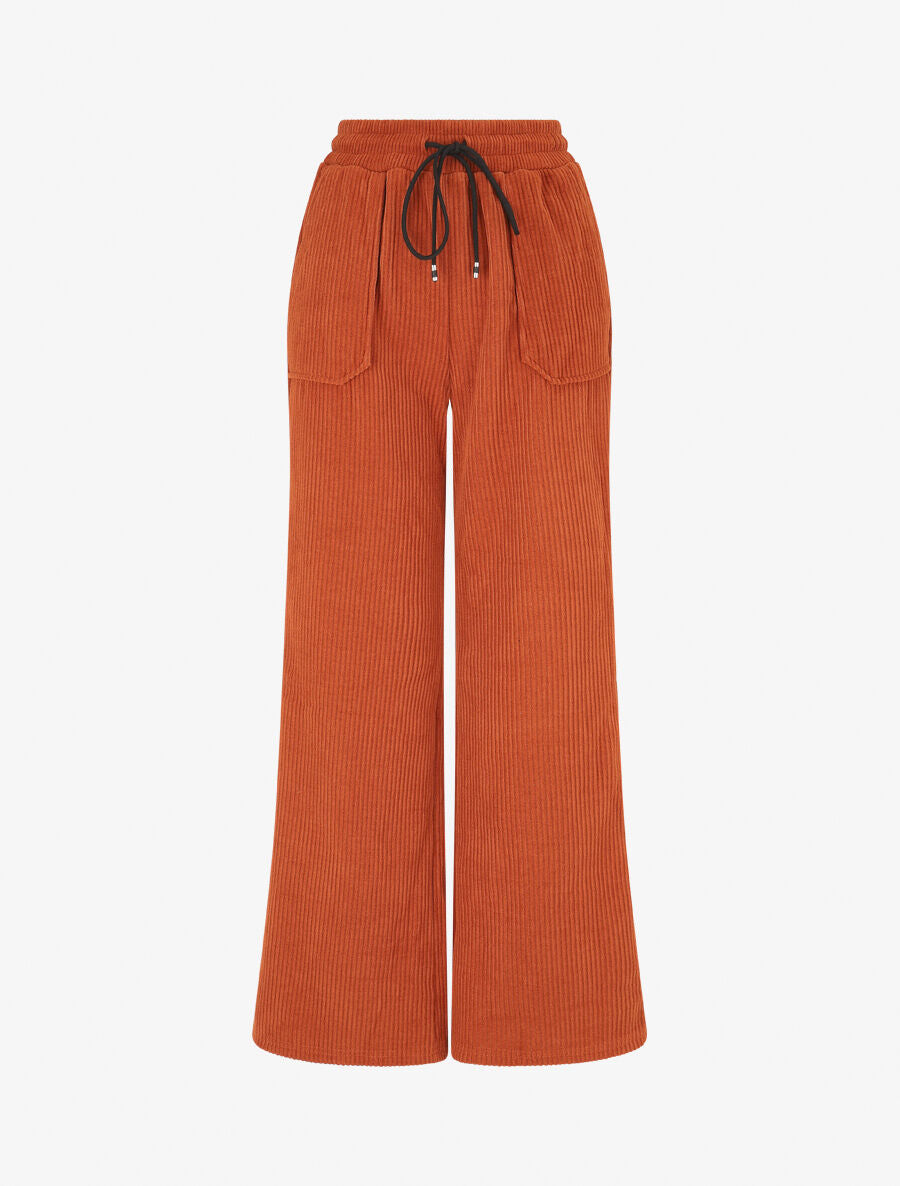 Pantalon en velours côtelé à poches plaquées - Orange - 1