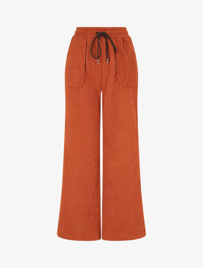 Pantalon en velours côtelé à poches plaquées - Orange - 1