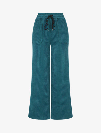 Pantalon en velours côtelé à poches plaquées - Bleu canard - 1