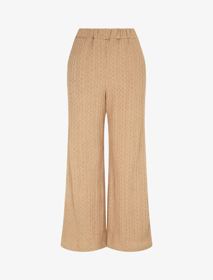 Pantalon en maille stylisée - Beige - 4