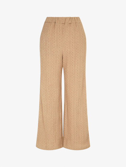 Pantalon en maille stylisée - Beige - 4