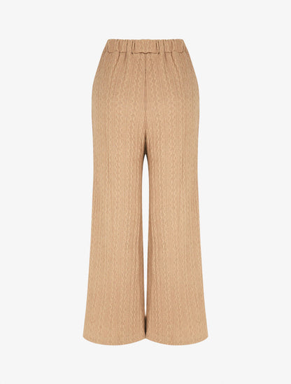 Pantalon en maille stylisée - Beige - 2