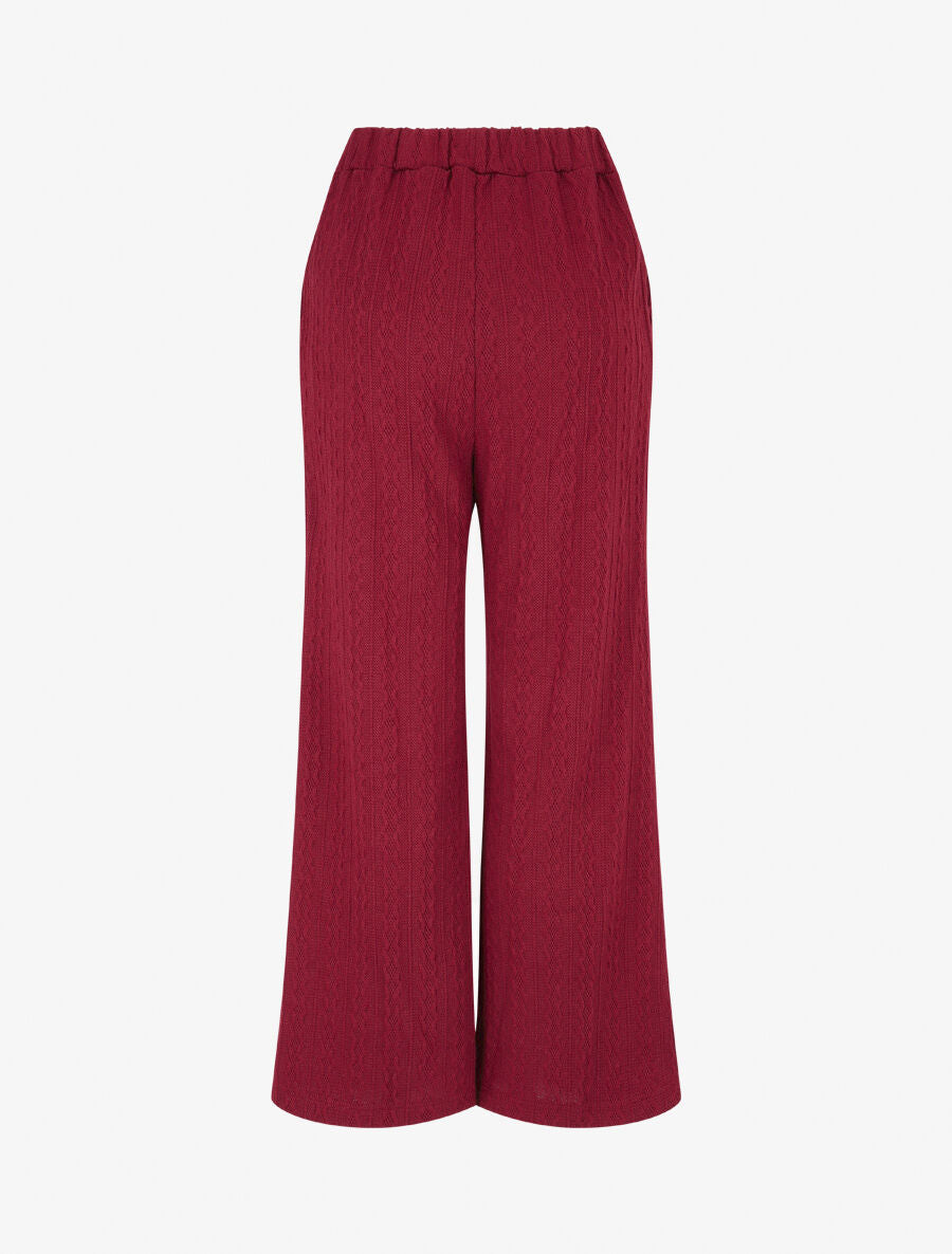 Pantalon en maille stylisée - Lie de vin - 2