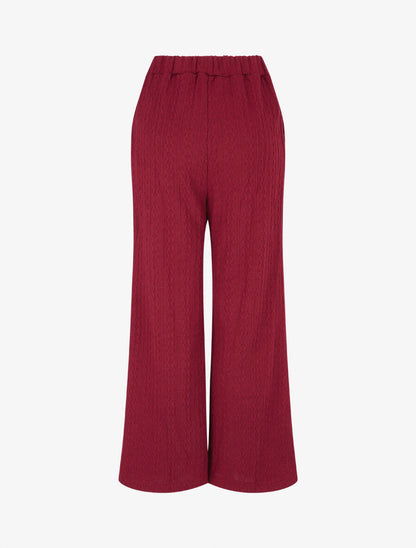 Pantalon en maille stylisée - Lie de vin - 2