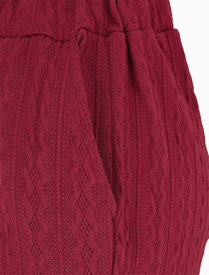 Pantalon en maille stylisée - Lie de vin - 3