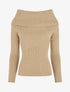 Pull côtélé irisé à col montant - Taupe - 1