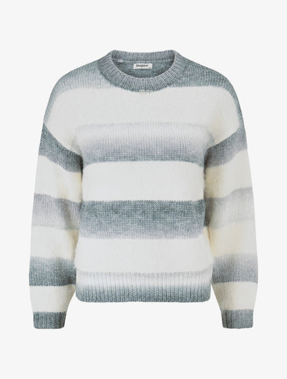 Pull duveteux rayé - Gris - 4