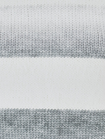 Pull duveteux rayé - Gris - 3