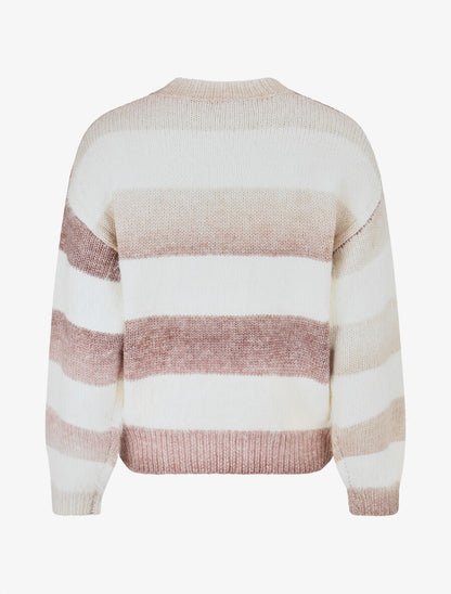 Pull duveteux rayé - Rose - 2