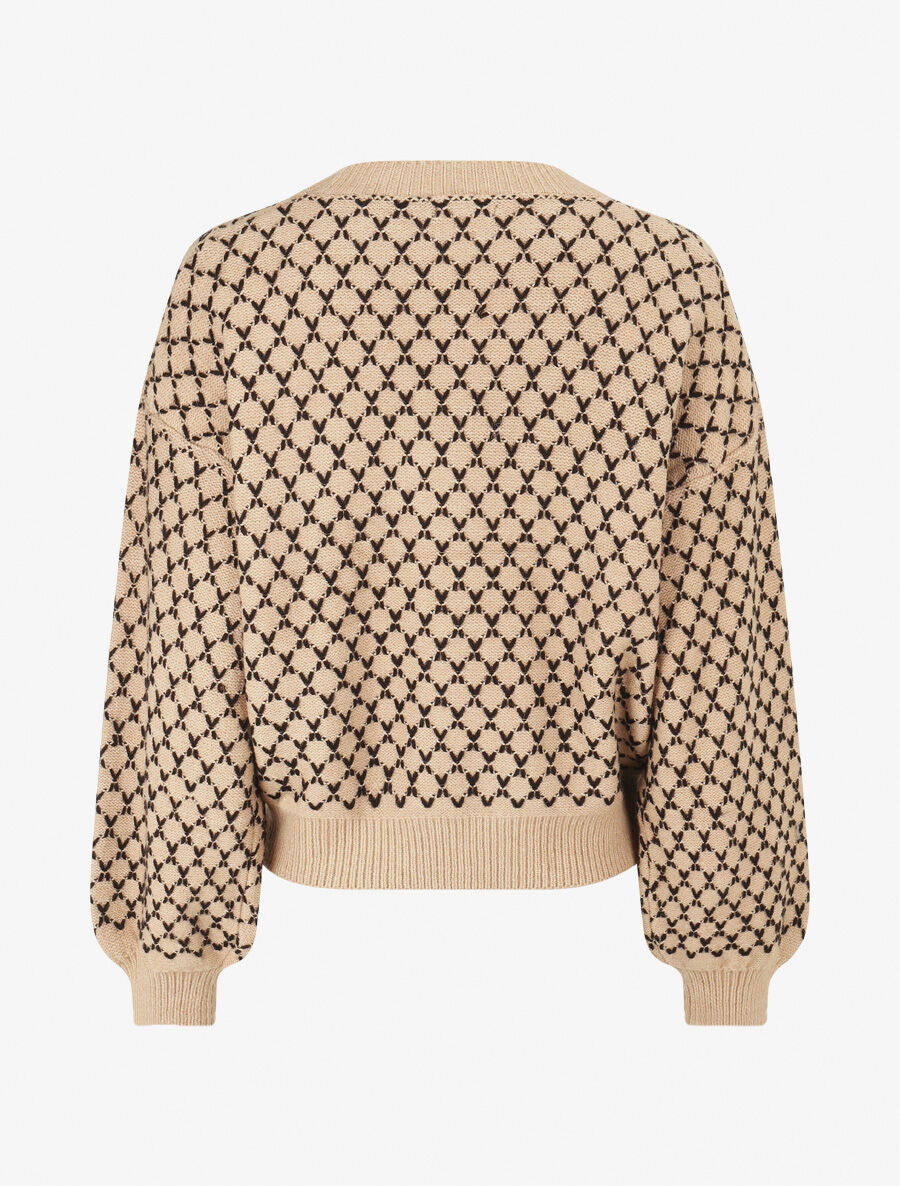 Pull uni à motif stylisé - Camel - 2