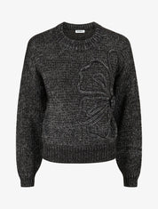 Pull uni irisé à motif floral - Noir - 1