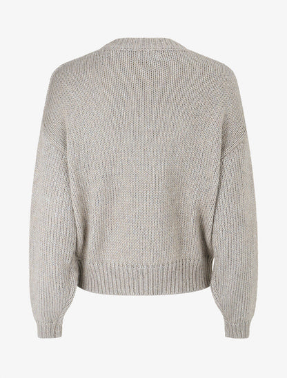 Pull uni irisé à motif floral - Gris - 2