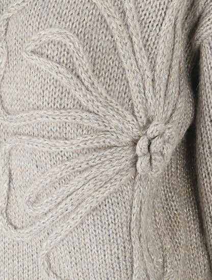 Pull uni irisé à motif floral - Gris - 3