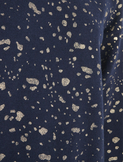 Pull uni à imprimé moucheté irisé - Marine - 3