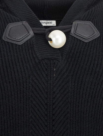 Pull côtelé à capuche - Noir - 3