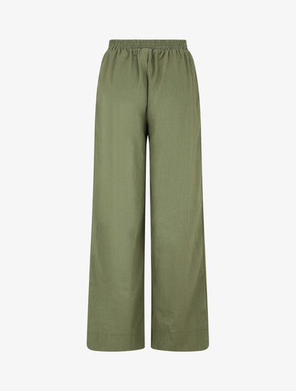 Ensemble chemise et pantalon uni effet lin - Kaki - 6