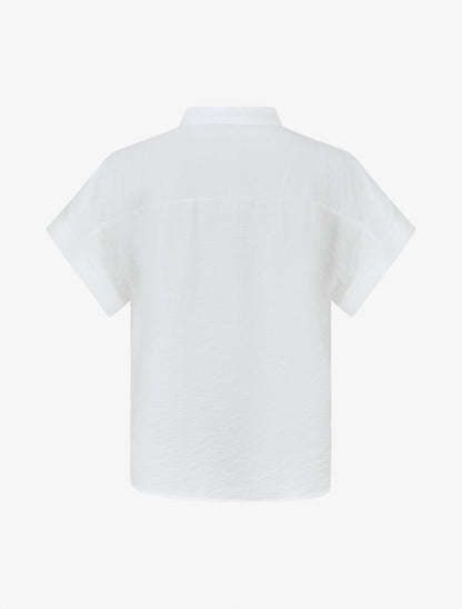 Chemise manches courtes à empiècements en crochet - Blanc - 2